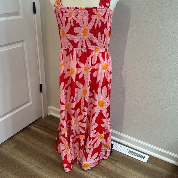 Red and Orange Sleeveless Maxi Sundress with Square Neck - Picture 9 of 9
